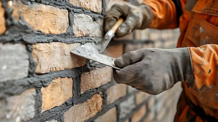Repointing brick joints with fresh mortar in Carson